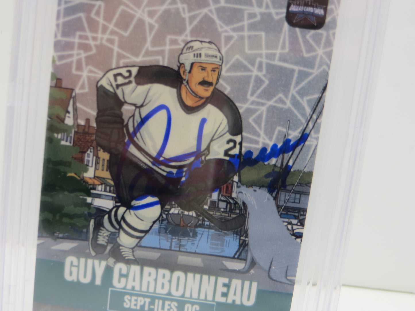2025 NOVEMBER DALLAS CARD SHOW #7 GUY CARBONNEAU BECKETT WITNESSED AUTHENTIC AUTO 10