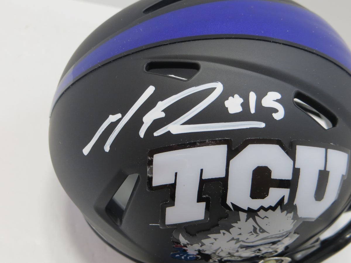 MAX DUGGAN TCU HORNED FROGS SIGNED Black MINI HELMET BAS
