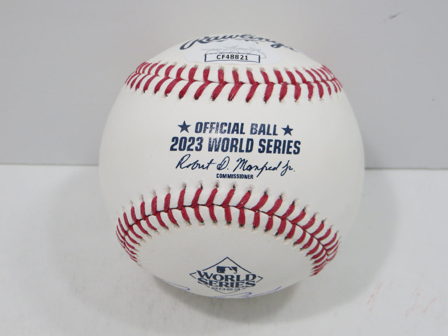 BRUCE BOCHY SIGNED Rawlings 2023 World Series BASEBALL w/INSC Texas Rangers JSA