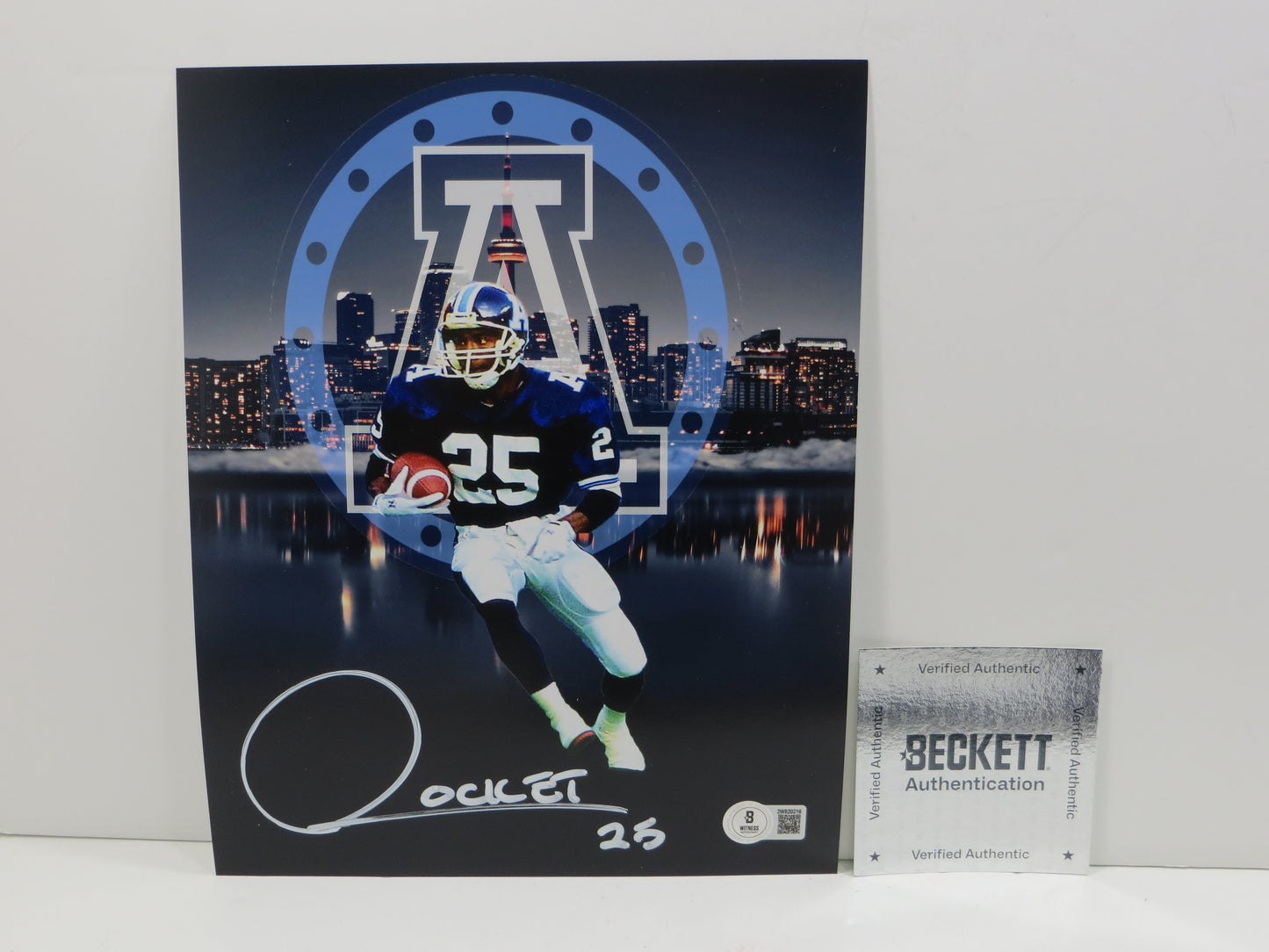 RAGHIB ROCKET ISMAIL TORONTO ARGONAUTS SIGNED 8x10 PHOTO Skyline BAS