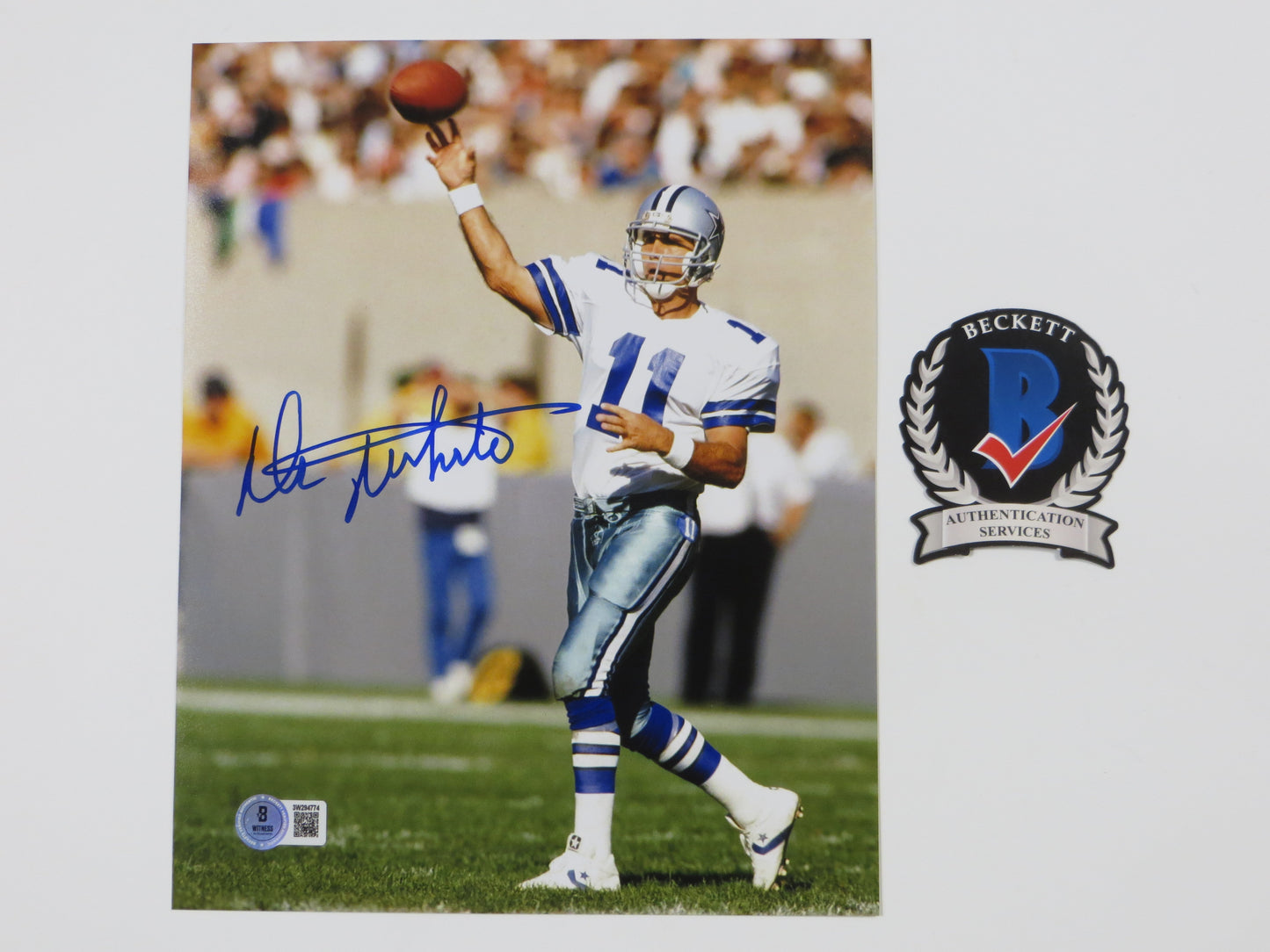 DANNY WHITE DALLAS COWBOYS SIGNED 8x10 PHOTO White Uniform ASU Sun Devils BAS