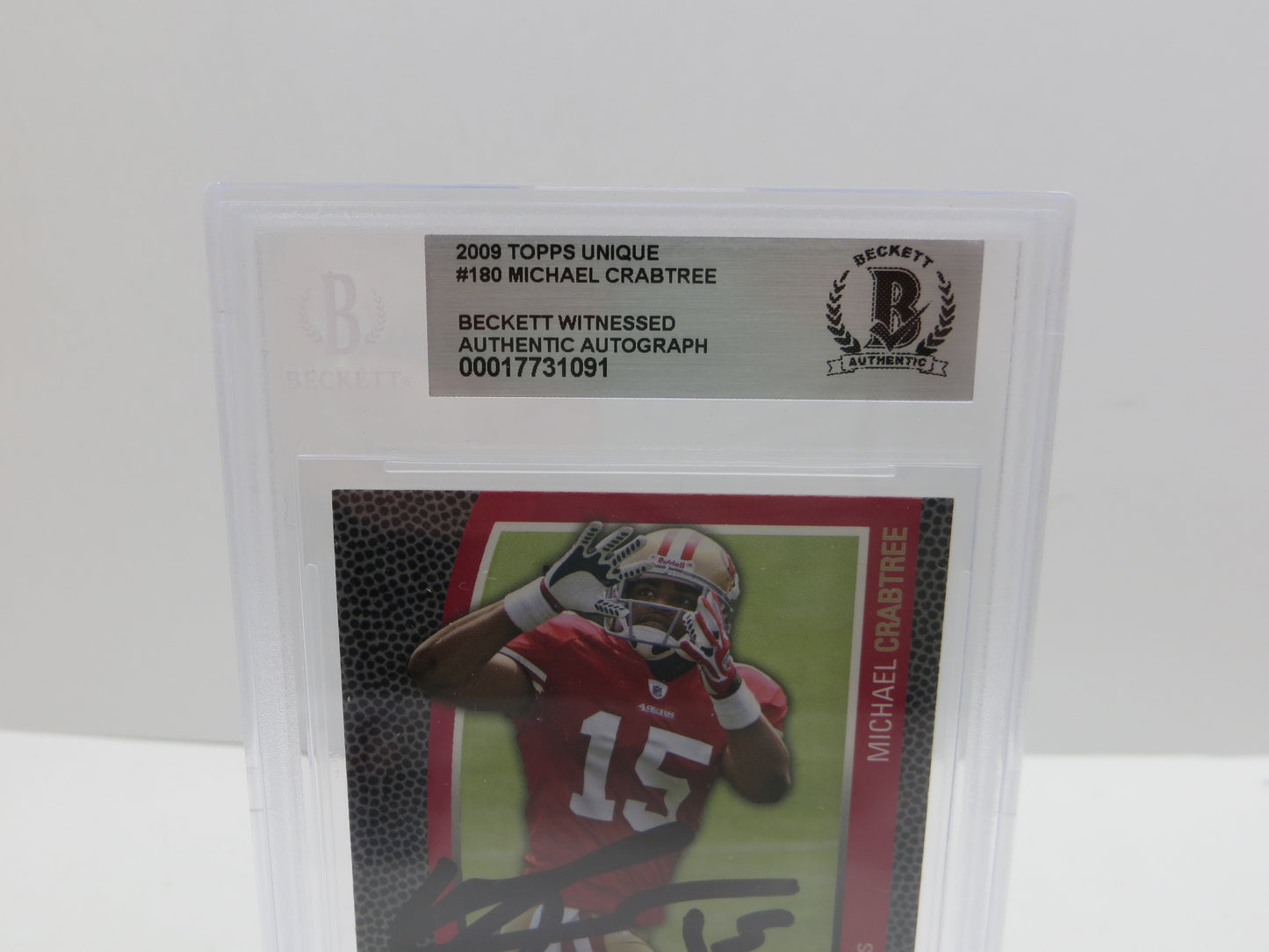 2009 TOPPS UNIQUE #180 MICHAEL CRABTREE BGS CERTIFIED AUTO