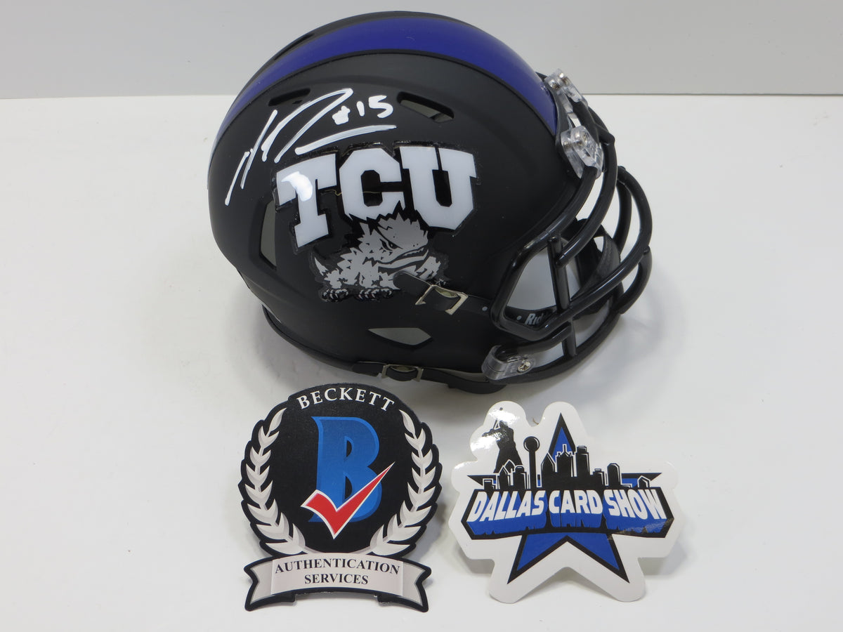 MAX DUGGAN TCU HORNED FROGS SIGNED Black MINI HELMET BAS