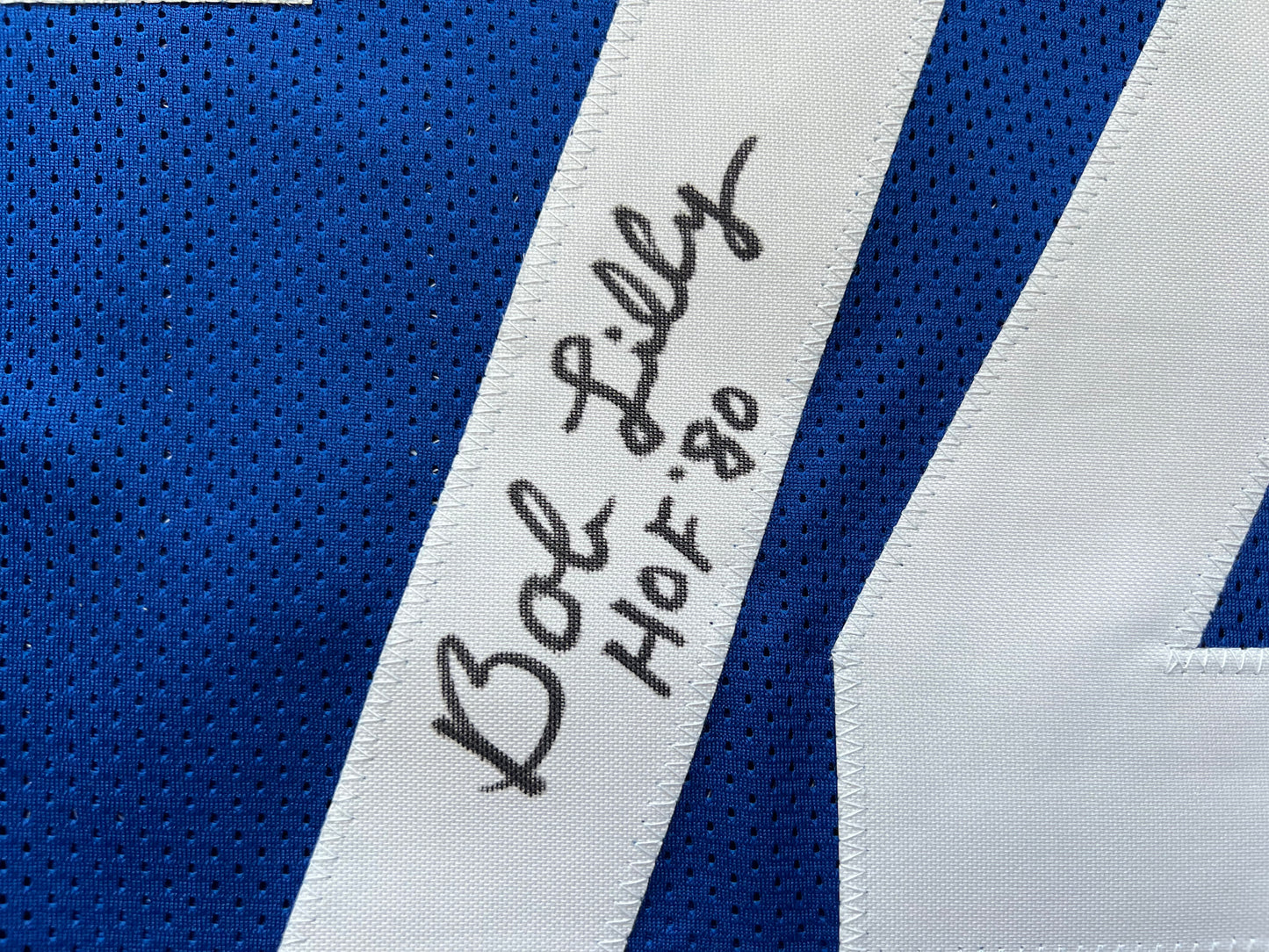 BOB LILLY SIGNED BLUE JERSEY Size L Dallas Cowboys w/HOF 80 BAS COA