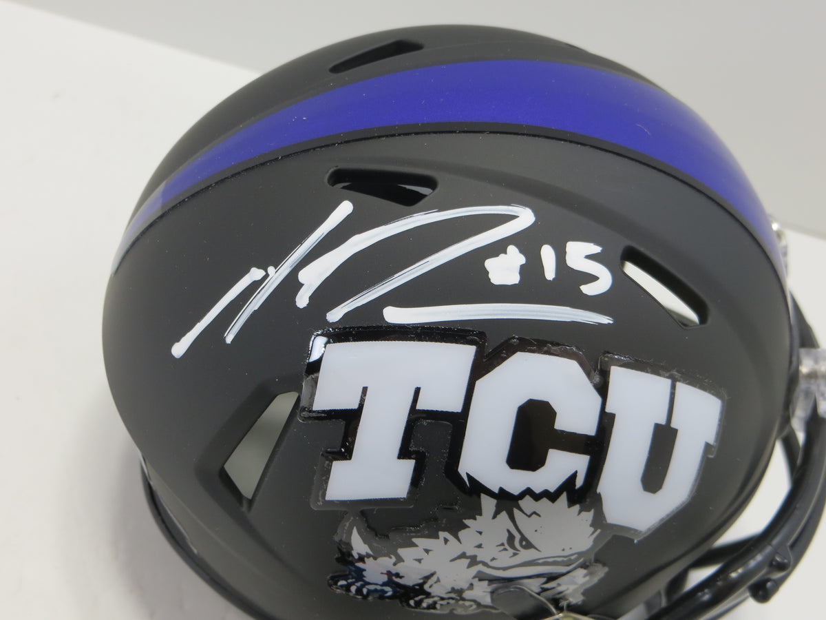 MAX DUGGAN TCU HORNED FROGS SIGNED Black MINI HELMET BAS
