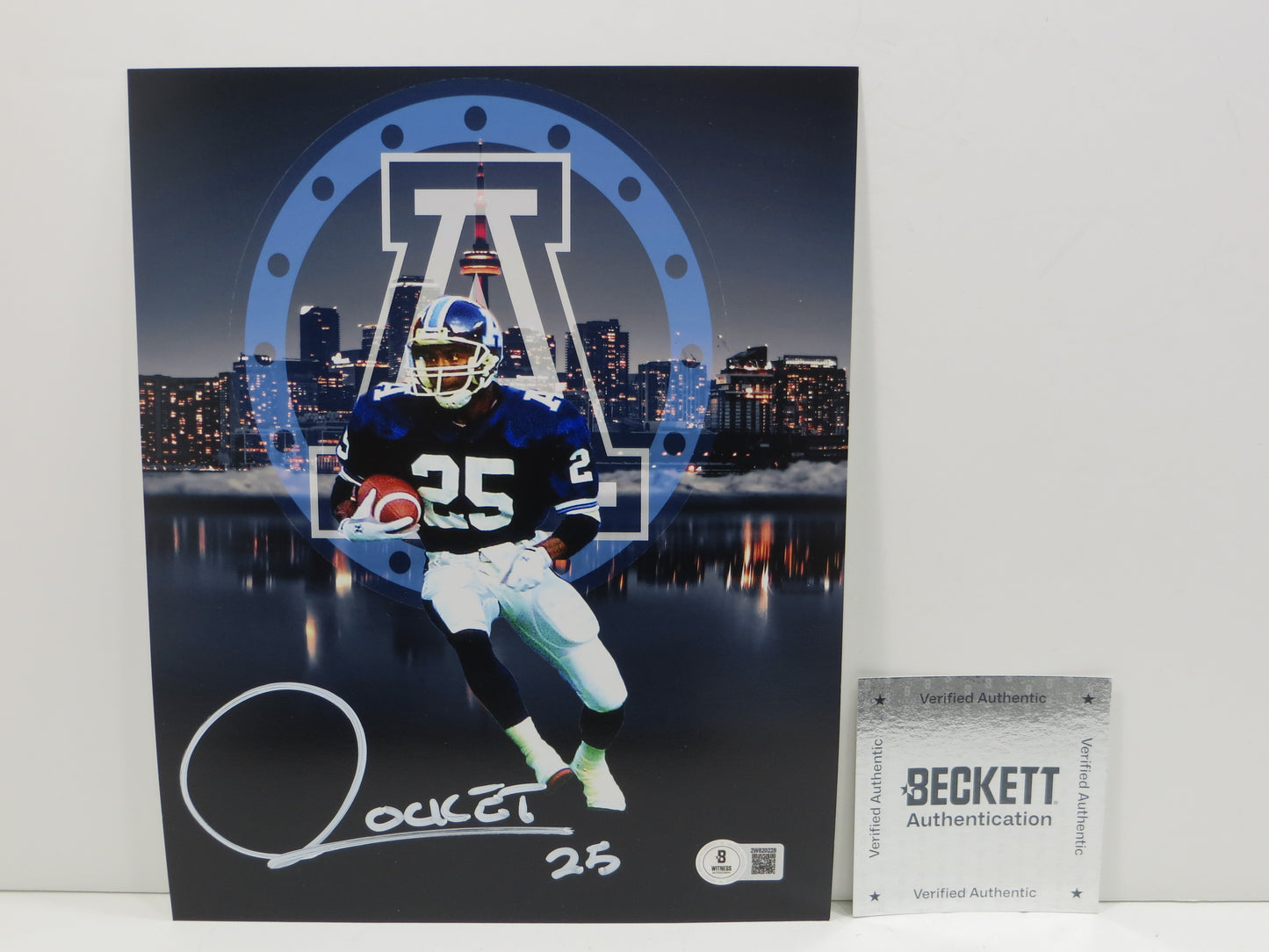 RAGHIB ROCKET ISMAIL TORONTO ARGONAUTS SIGNED 8x10 PHOTO Skyline BAS