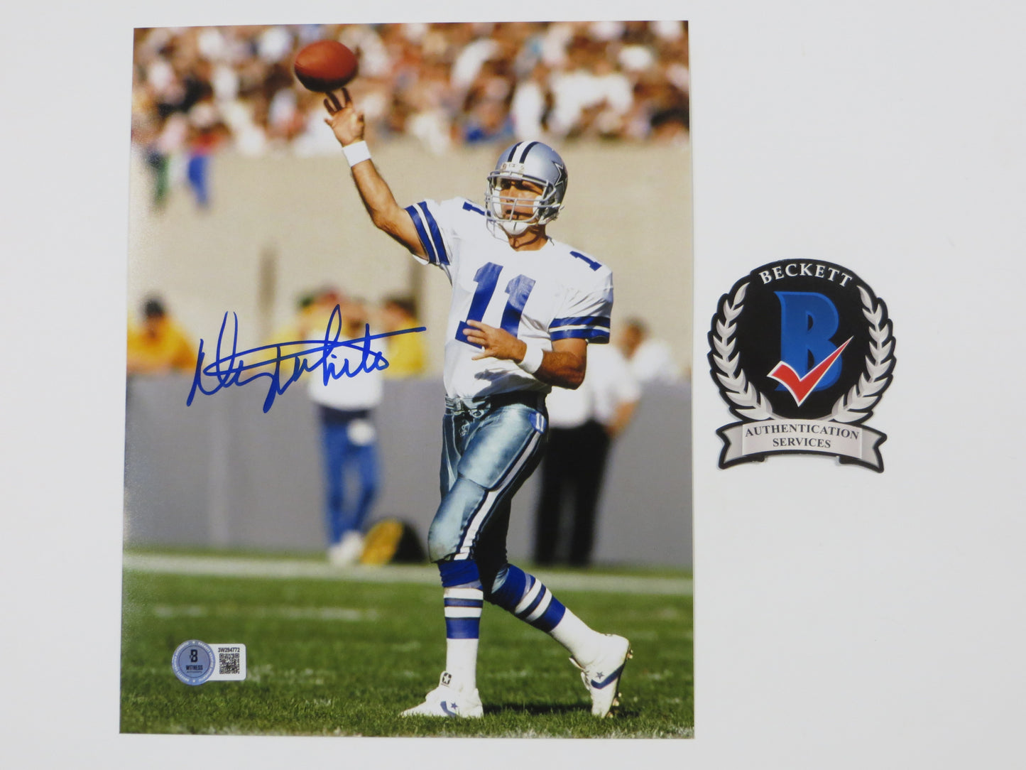 DANNY WHITE DALLAS COWBOYS SIGNED 8x10 PHOTO White Uniform ASU Sun Devils BAS