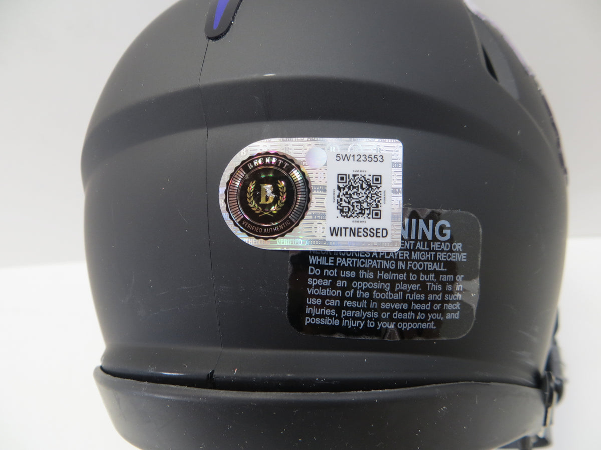MAX DUGGAN TCU HORNED FROGS SIGNED Black MINI HELMET BAS
