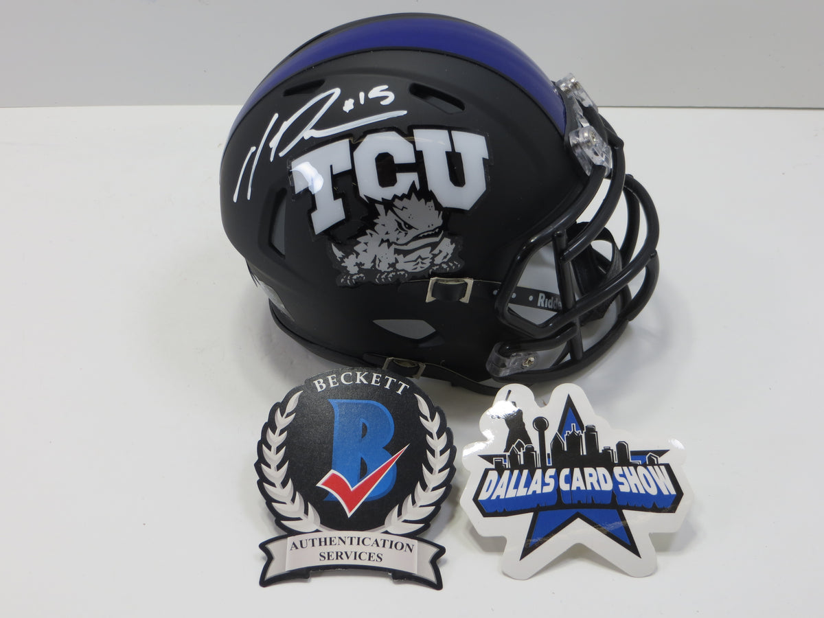 MAX DUGGAN TCU HORNED FROGS SIGNED Black MINI HELMET BAS