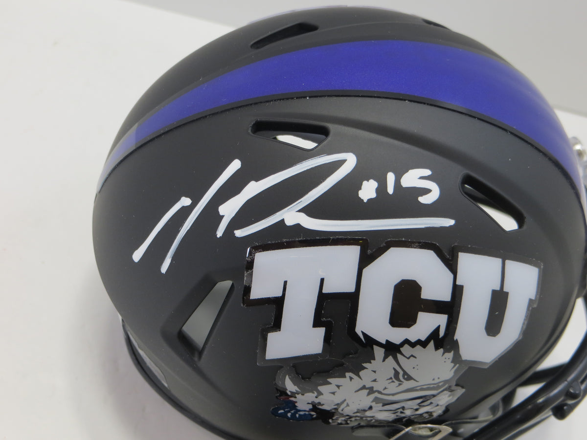 MAX DUGGAN TCU HORNED FROGS SIGNED Black MINI HELMET BAS