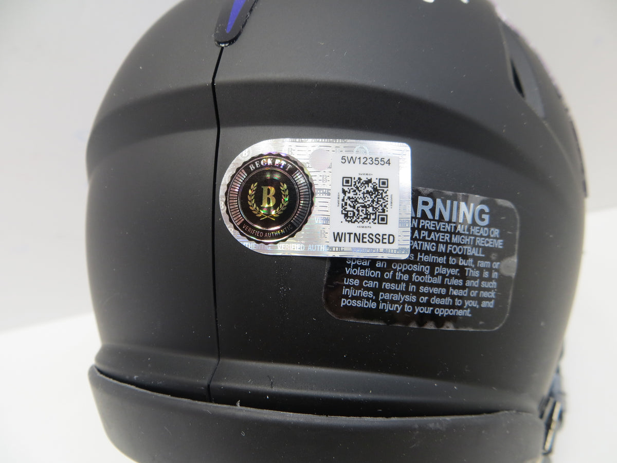 MAX DUGGAN TCU HORNED FROGS SIGNED Black MINI HELMET BAS