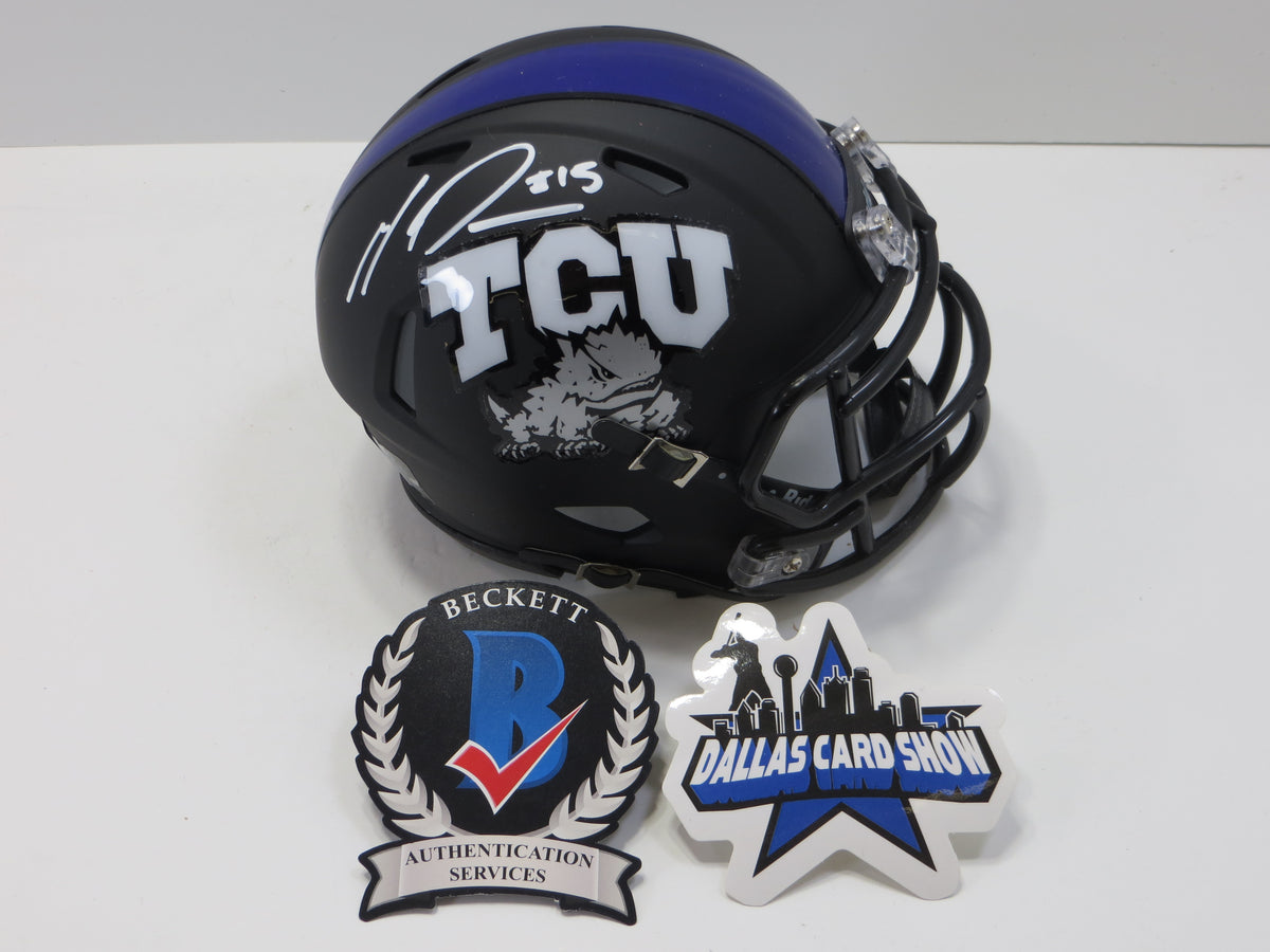 MAX DUGGAN TCU HORNED FROGS SIGNED Black MINI HELMET BAS
