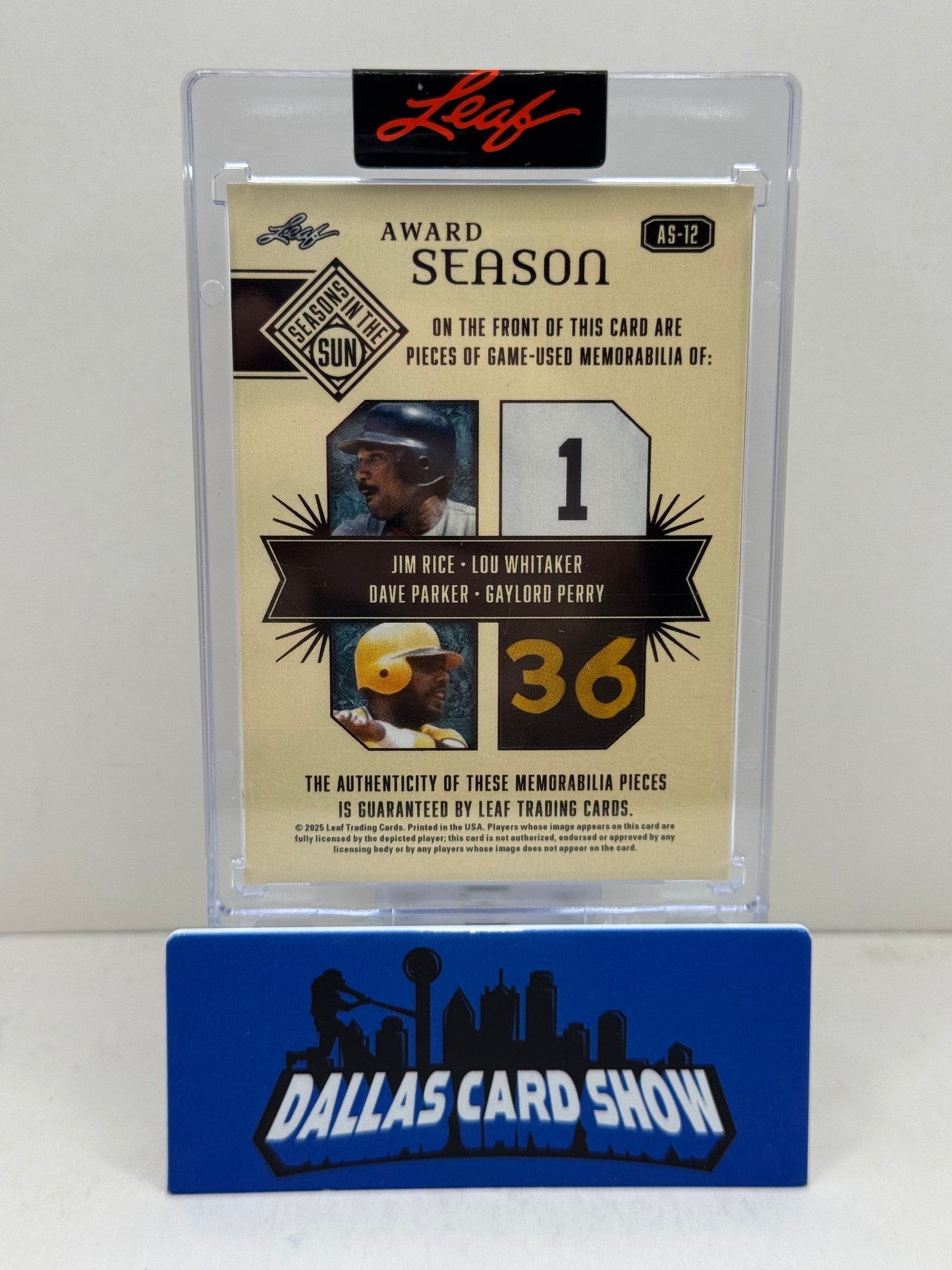 2025 Leaf Seasons In The Sun Rice,Parker,Whitaker,Perry 1978 Award Season Relic /35