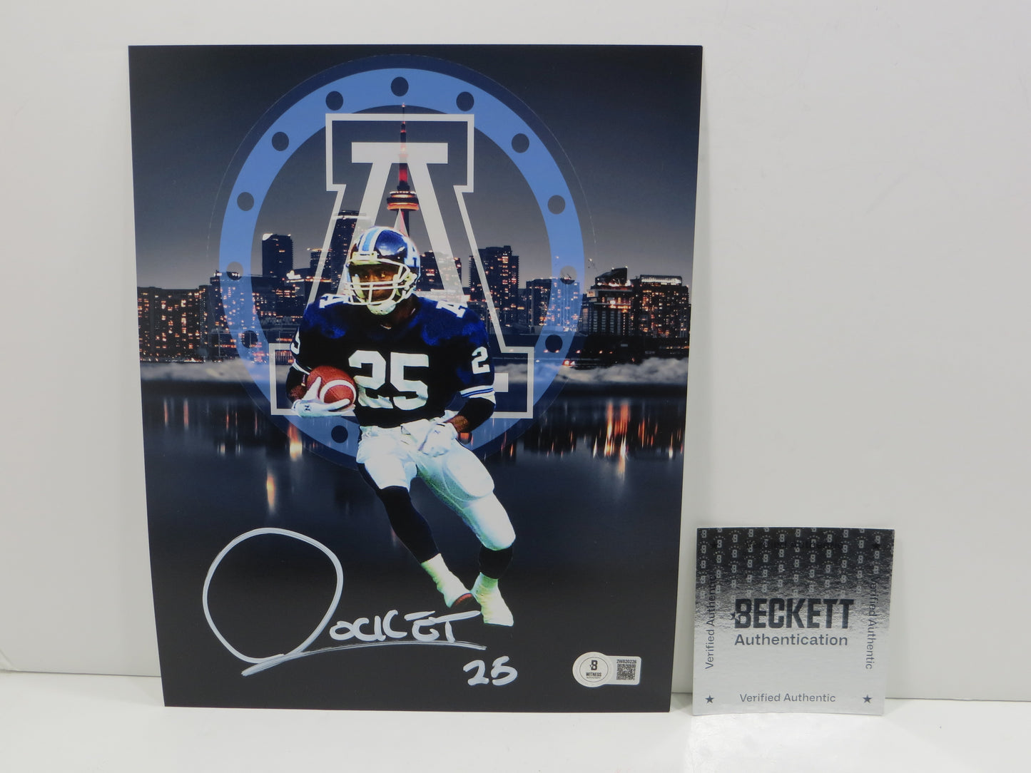 RAGHIB ROCKET ISMAIL TORONTO ARGONAUTS SIGNED 8x10 PHOTO Skyline BAS