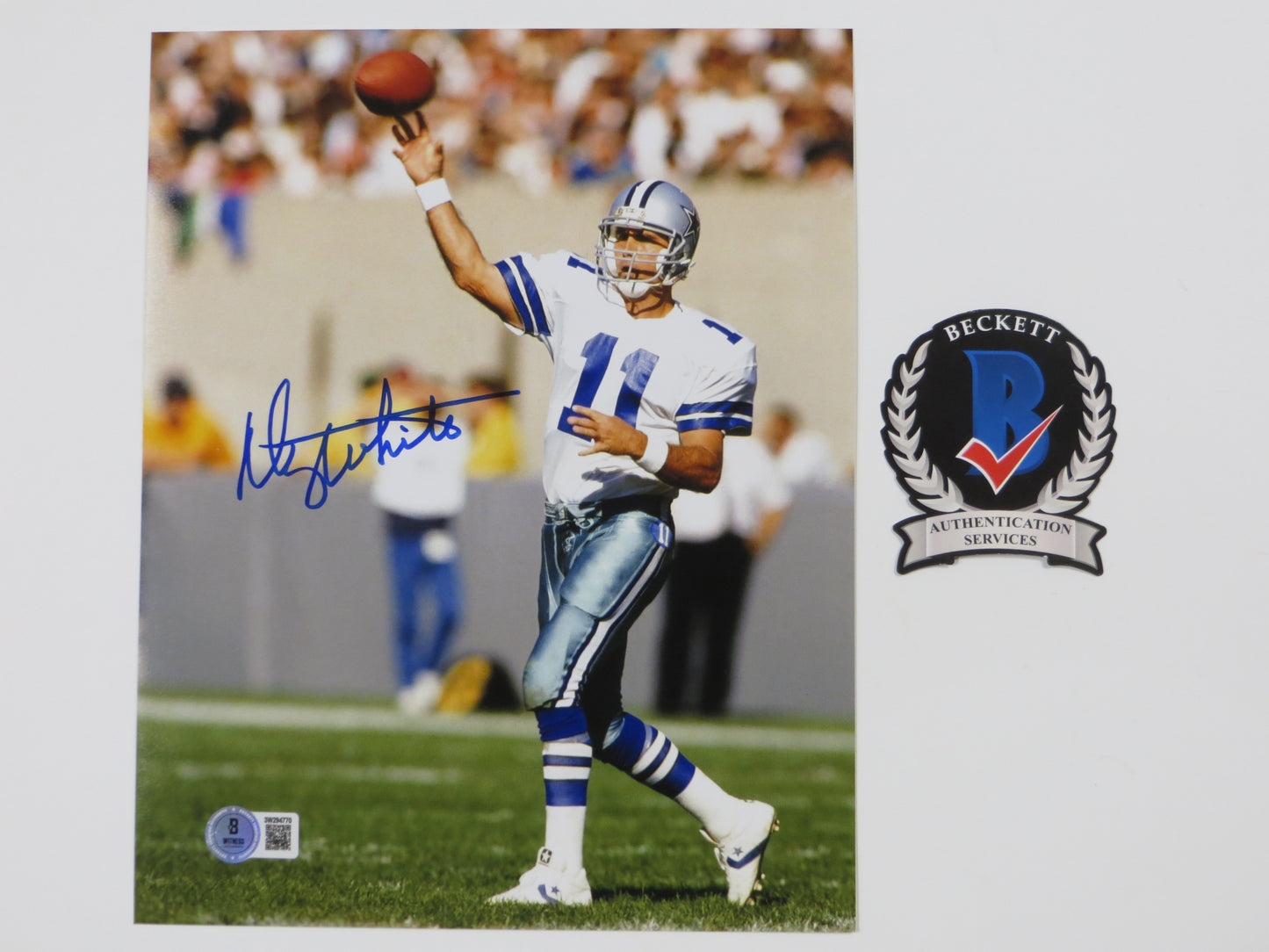 DANNY WHITE DALLAS COWBOYS SIGNED 8x10 PHOTO White Uniform ASU Sun Devils BAS