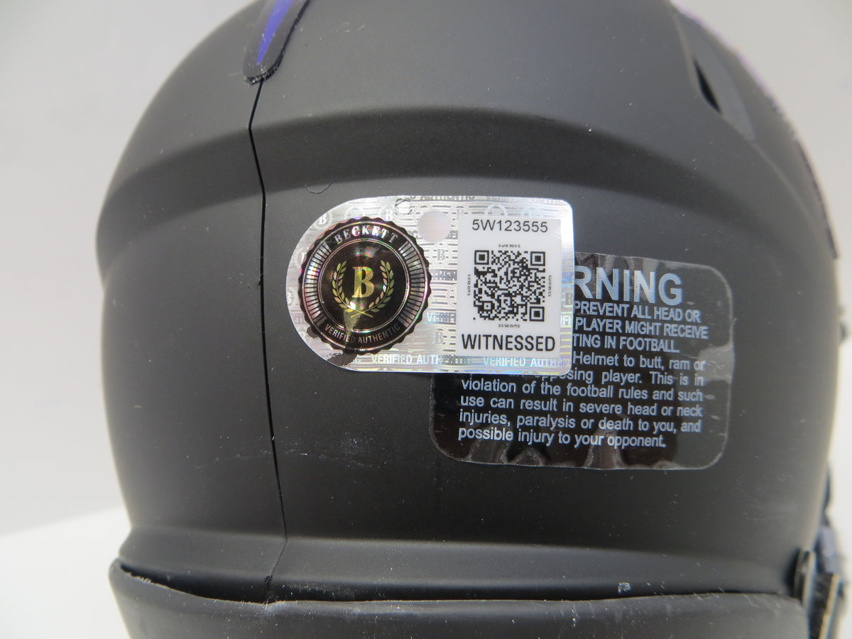 MAX DUGGAN TCU HORNED FROGS SIGNED Black MINI HELMET BAS