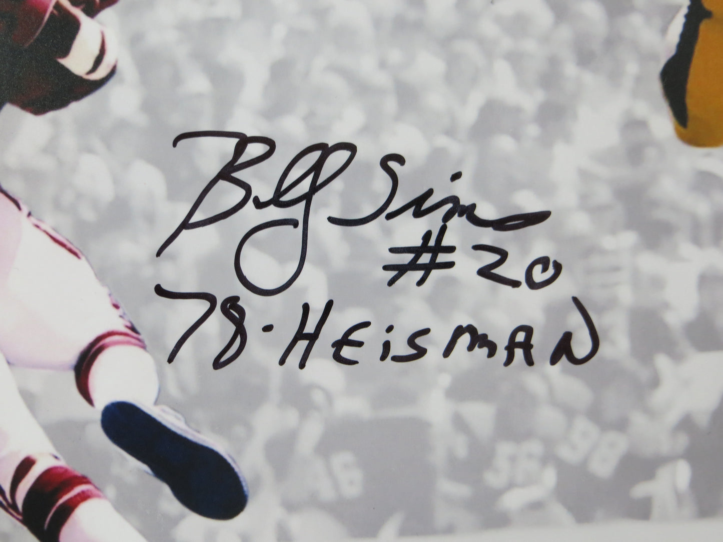 BILLY SIMS OKLAHOMA OU SOONERS SIGNED 8x10 PHOTO vs IOWA Bob Stoops BAS
