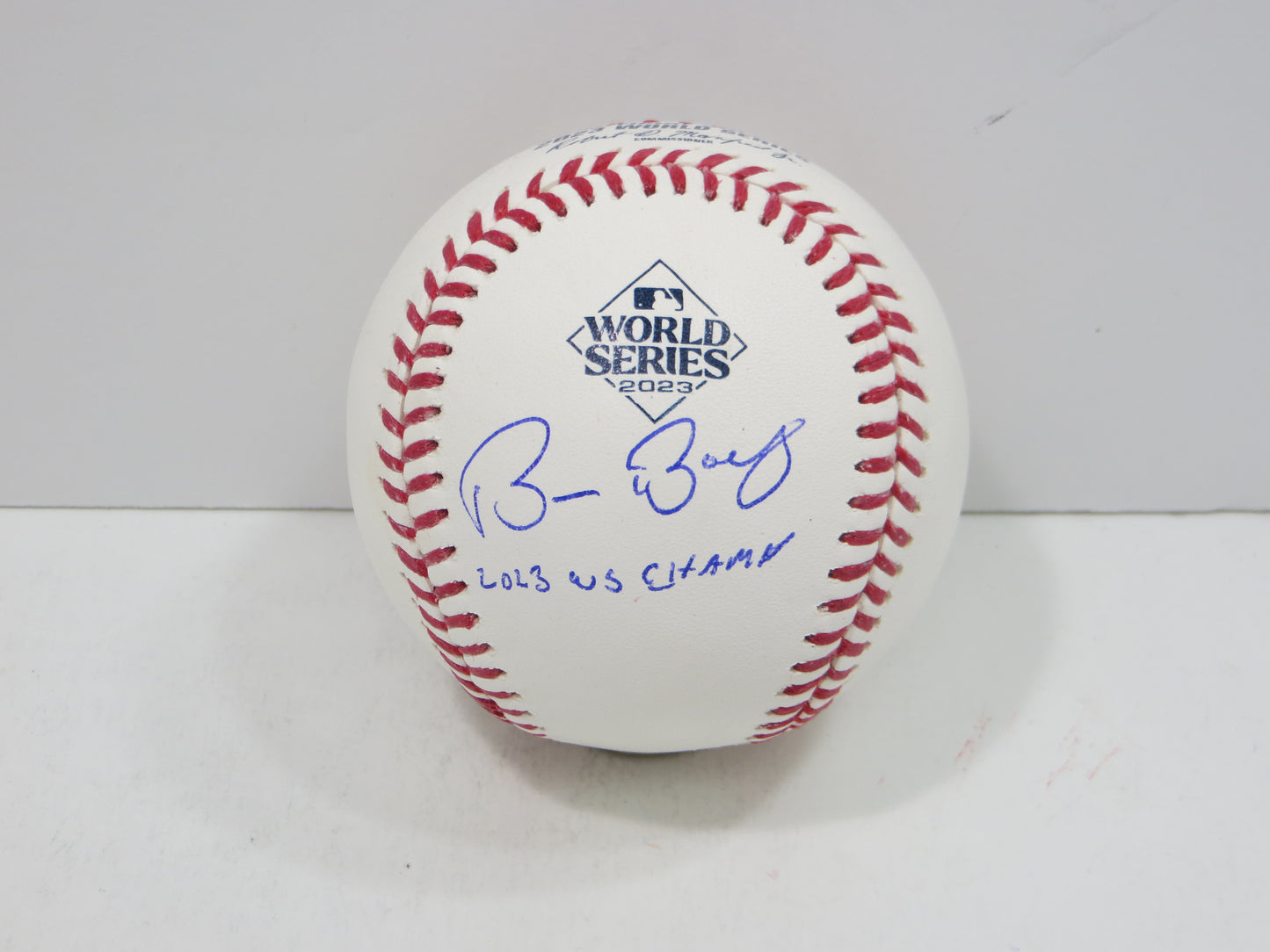 BRUCE BOCHY SIGNED Rawlings 2023 World Series BASEBALL w/INSC Texas Rangers JSA