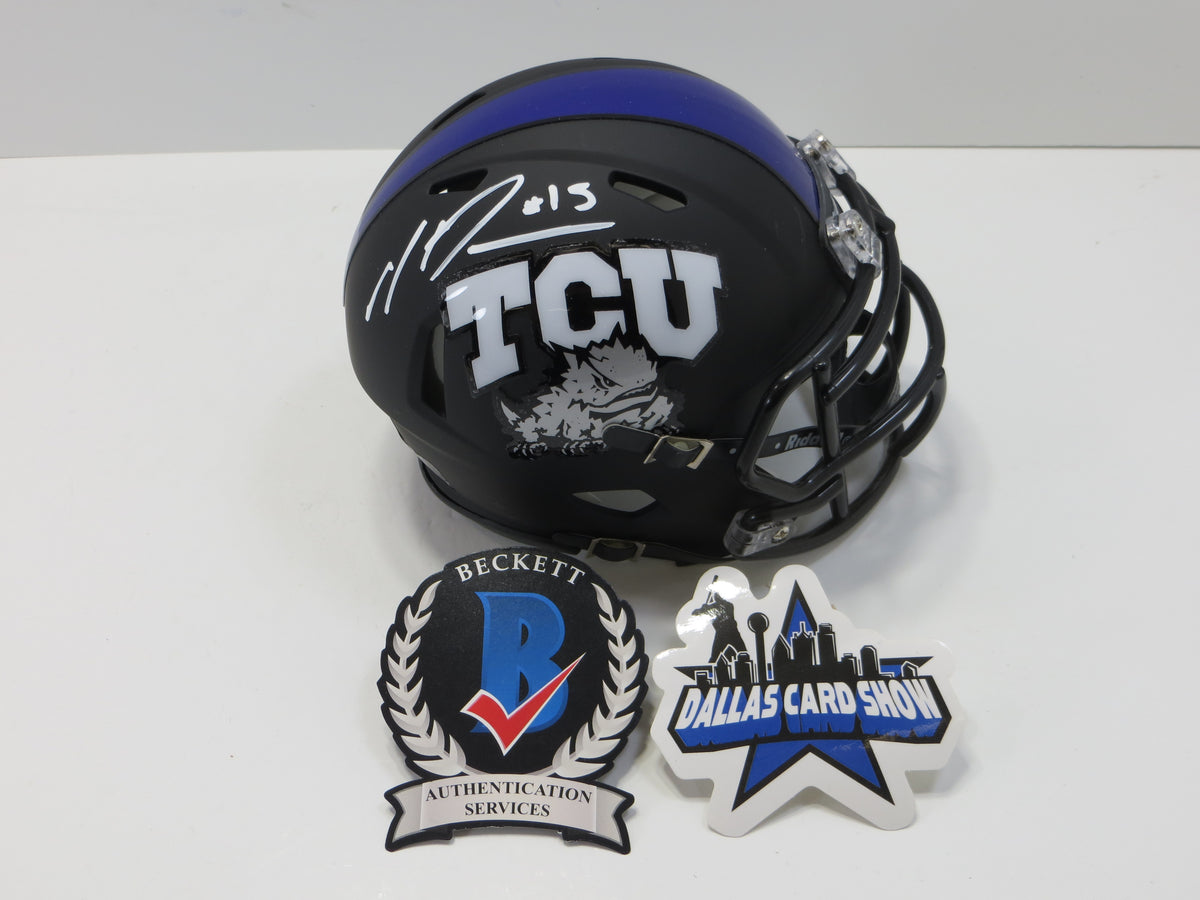 MAX DUGGAN TCU HORNED FROGS SIGNED Black MINI HELMET BAS