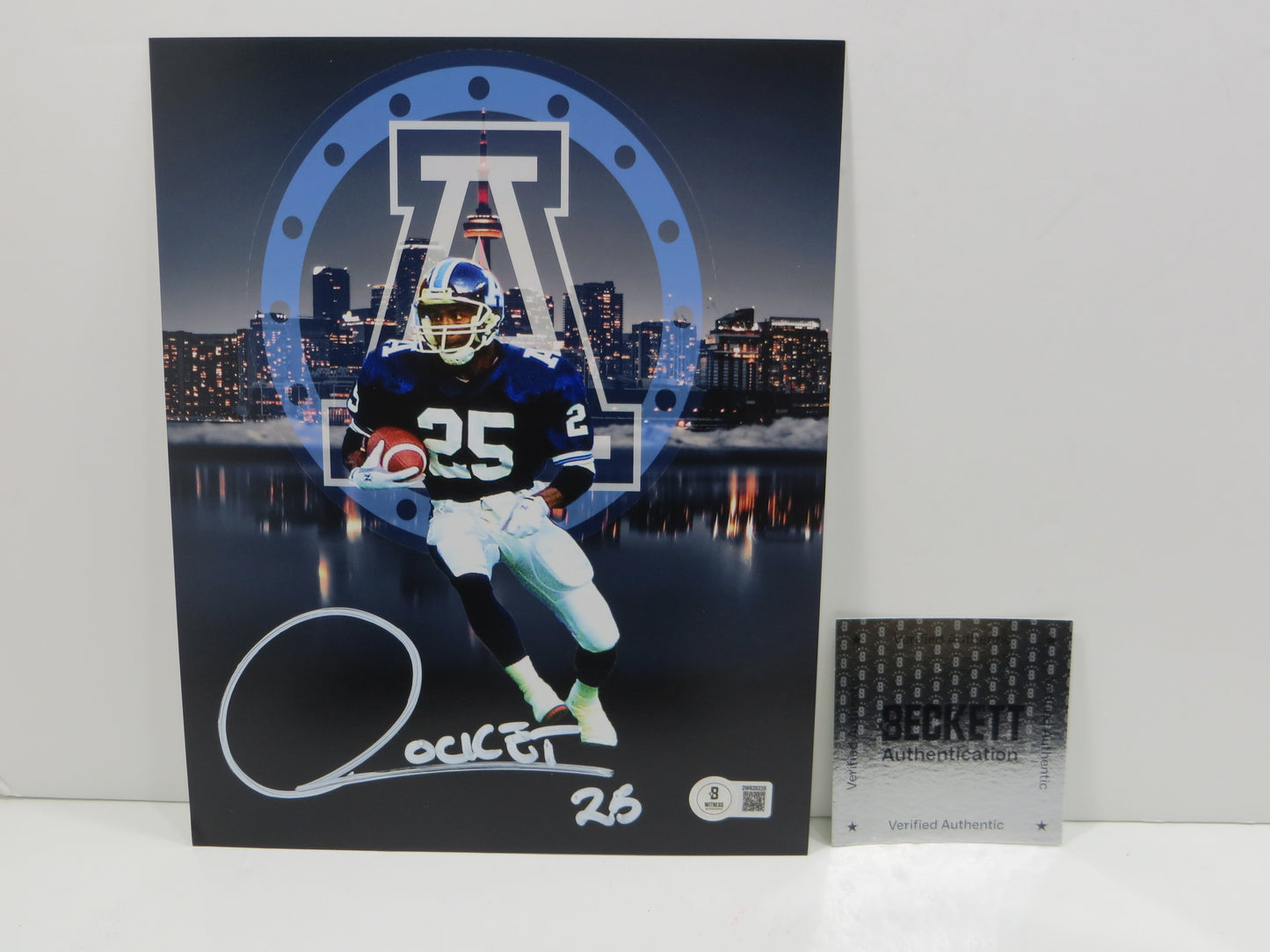 RAGHIB ROCKET ISMAIL TORONTO ARGONAUTS SIGNED 8x10 PHOTO Skyline BAS