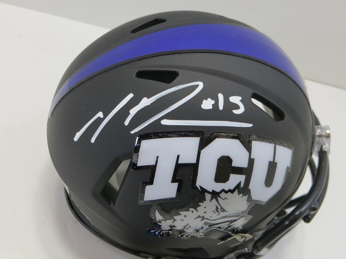 MAX DUGGAN TCU HORNED FROGS SIGNED Black MINI HELMET BAS