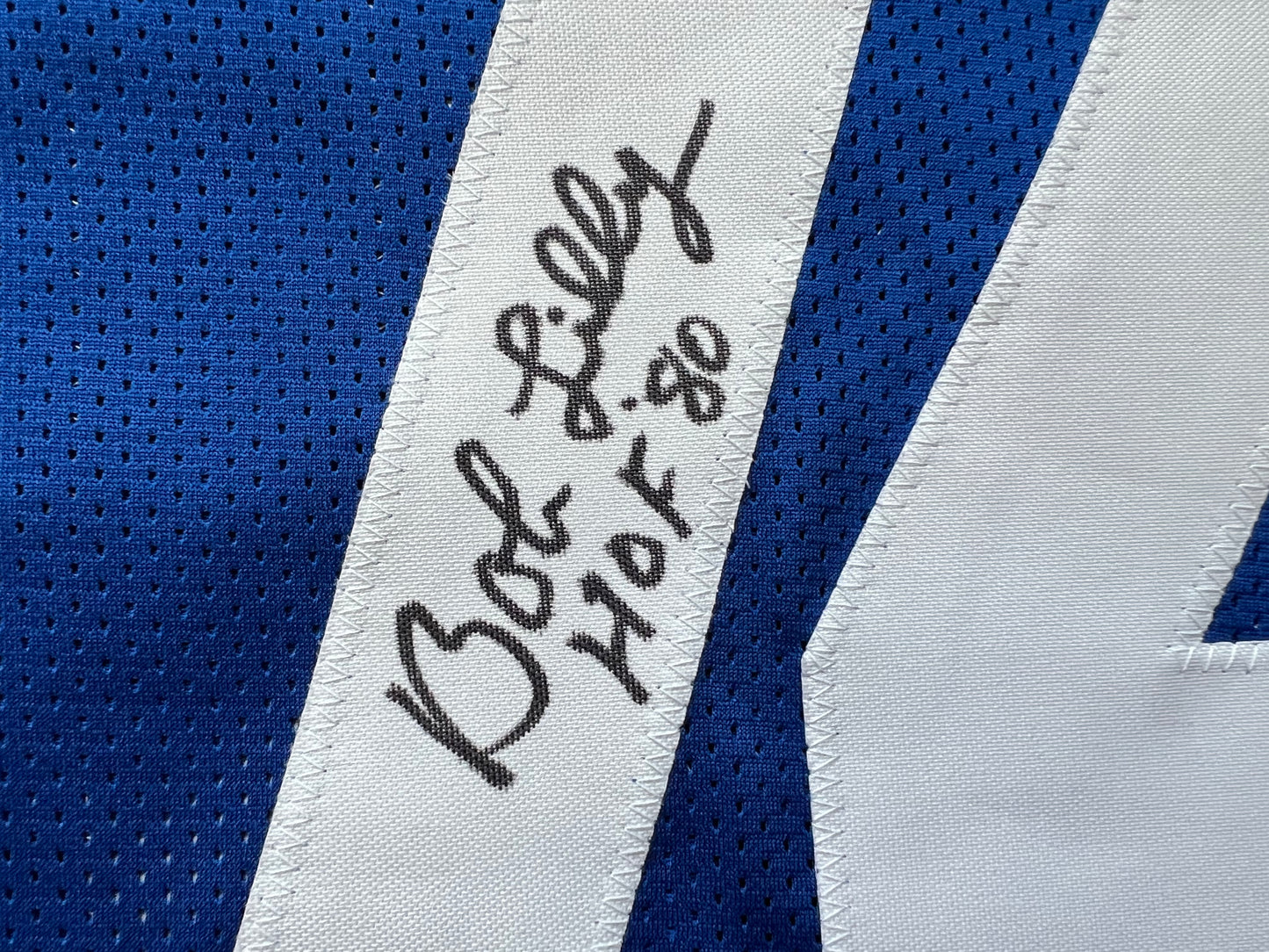 BOB LILLY SIGNED BLUE JERSEY Size L Dallas Cowboys w/HOF 80 BAS COA