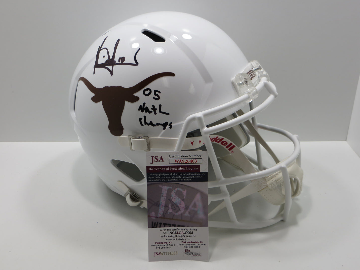 VINCE YOUNG TEXAS UT LONGHORNS SIGNED Full Size Helmet w/05 Natl Champs JSA