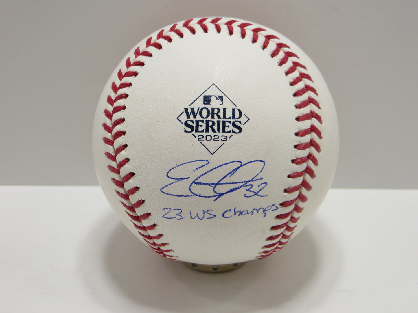 EVAN CARTER TEXAS RANGERS SIGNED 2023 World Series BASEBALL w/Champs BAS