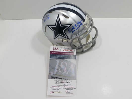 BOB LILLY SIGNED DALLAS COWBOYS RIDDELL MINI HELMET w/3 INSCs JSA COA
