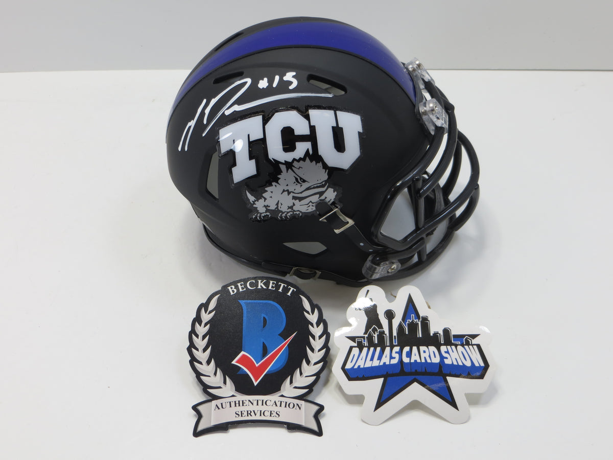 MAX DUGGAN TCU HORNED FROGS SIGNED Black MINI HELMET BAS