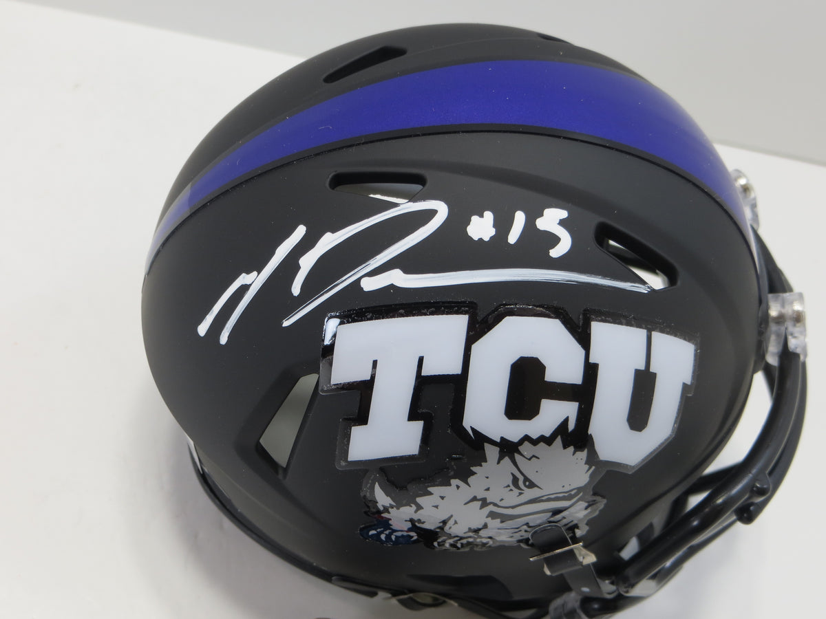 MAX DUGGAN TCU HORNED FROGS SIGNED Black MINI HELMET BAS