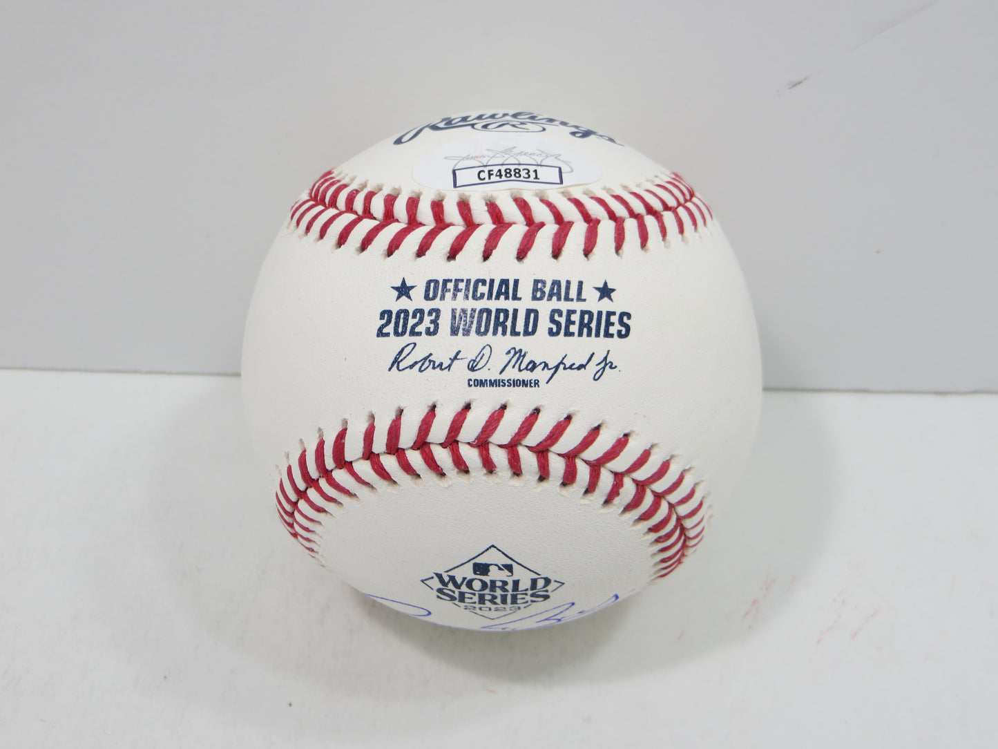 BRUCE BOCHY SIGNED Rawlings 2023 World Series BASEBALL w/INSC Texas Rangers JSA