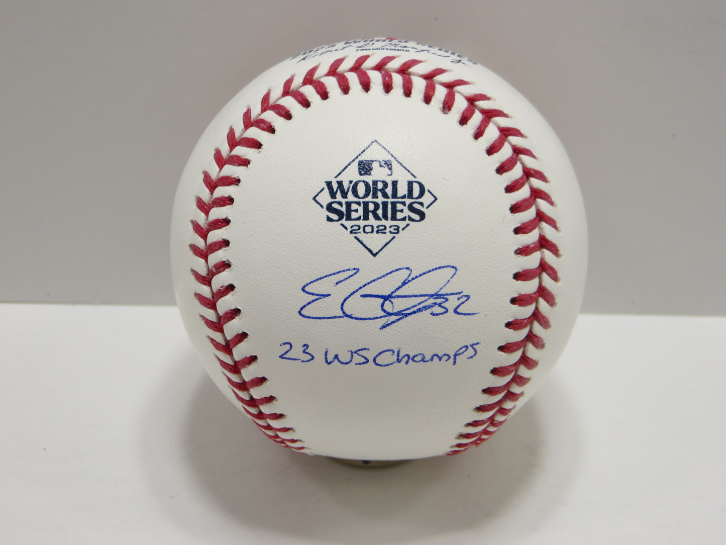 EVAN CARTER TEXAS RANGERS SIGNED 2023 World Series BASEBALL w/Champs BAS