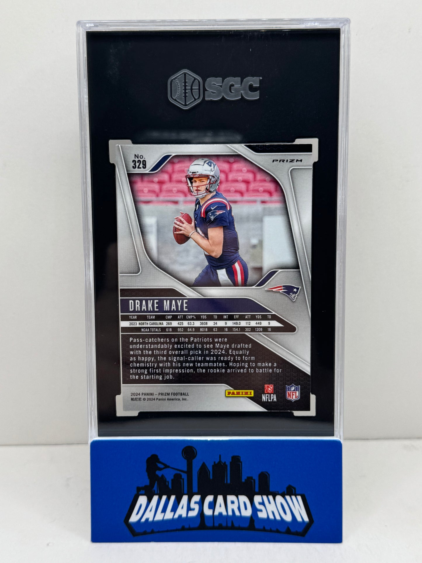 2024 Panini Prizm #329 Drake Maye Orange Lazer Prizm SGC 10