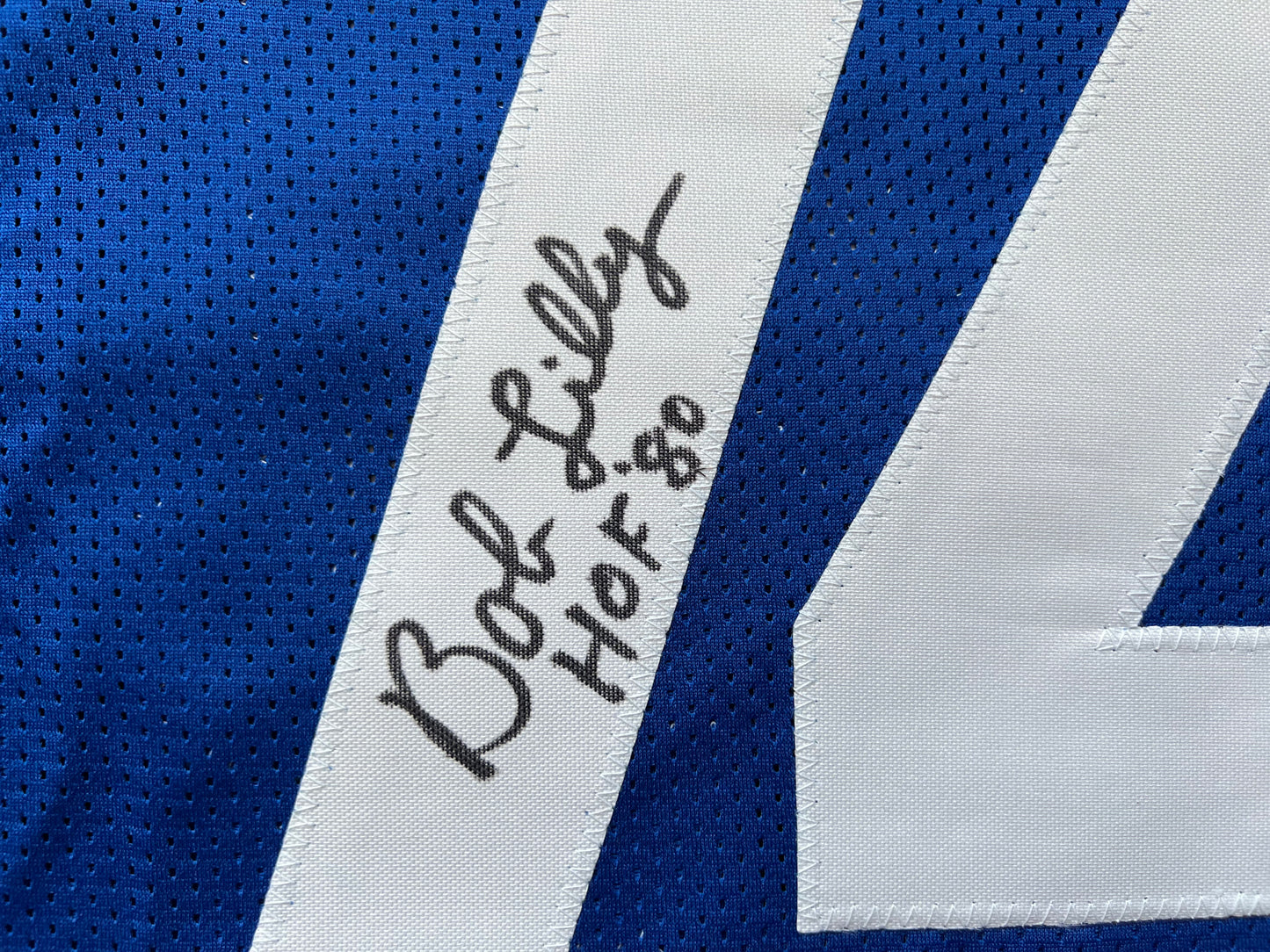 BOB LILLY SIGNED BLUE JERSEY Size L Dallas Cowboys w/HOF 80 BAS COA