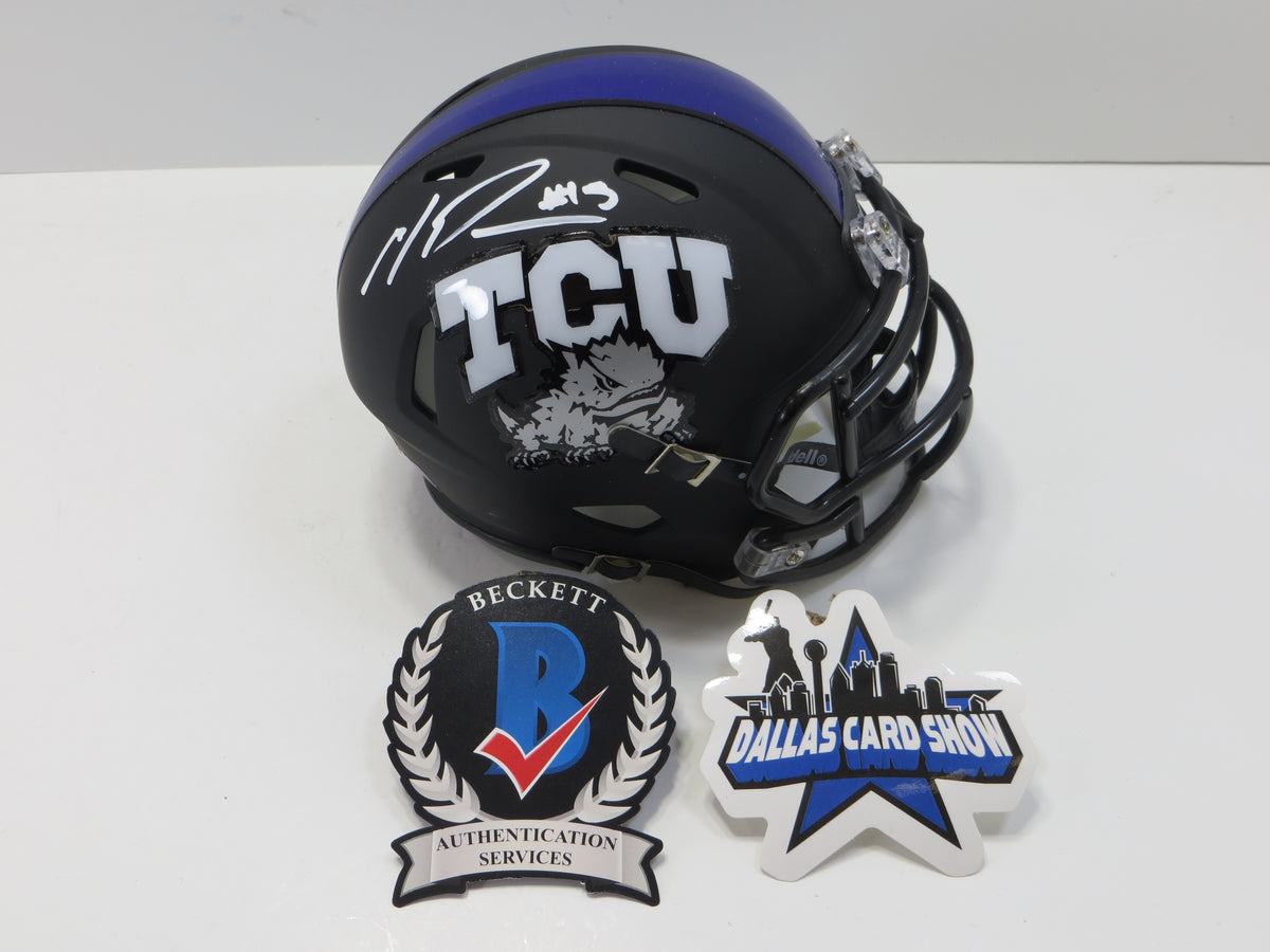 MAX DUGGAN TCU HORNED FROGS SIGNED Black MINI HELMET BAS