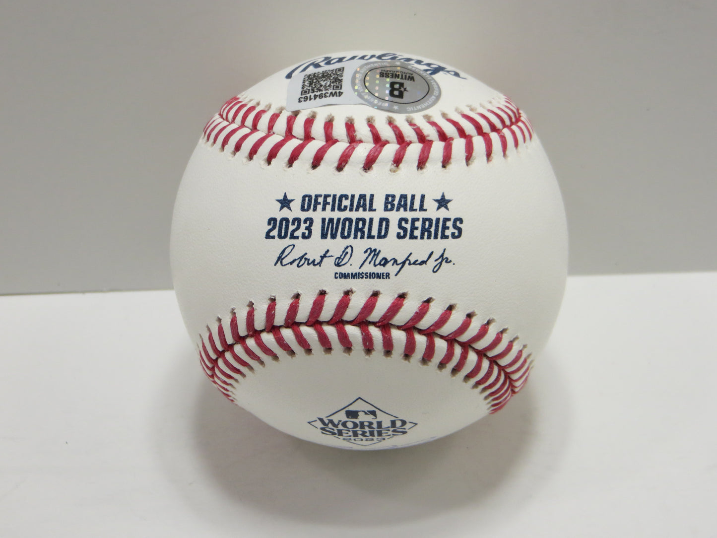 EVAN CARTER TEXAS RANGERS SIGNED 2023 World Series BASEBALL w/Champs BAS