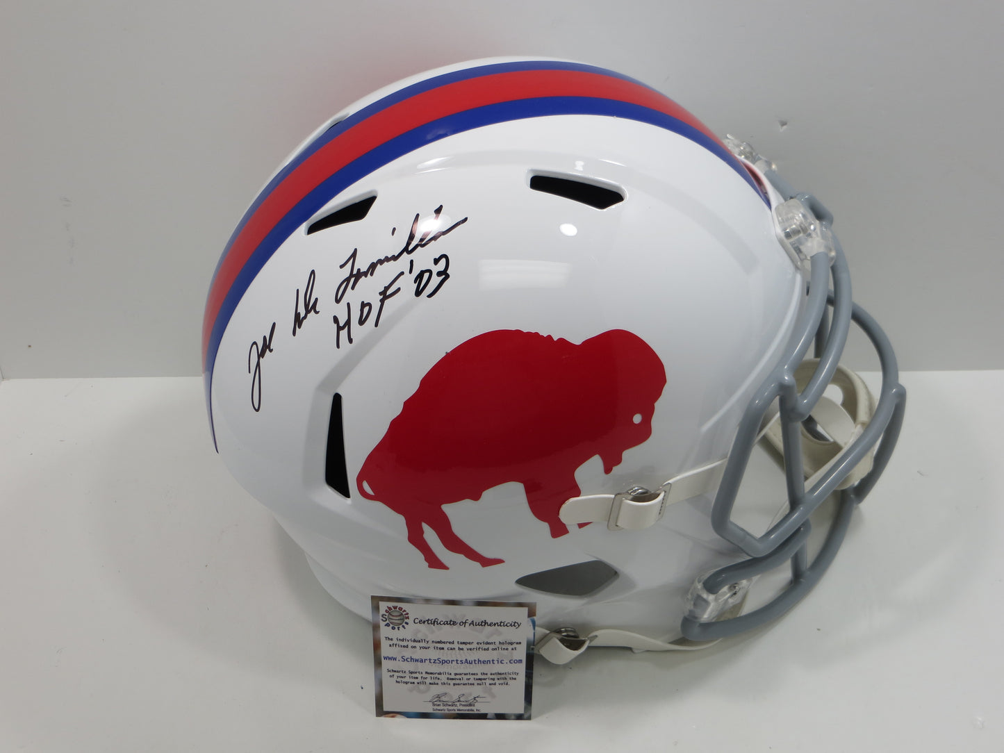 JOE DeLAMIELLEURE BUFFALO BILLS SIGNED SPEED FULL SIZE HELMET w/HOF Schwartz