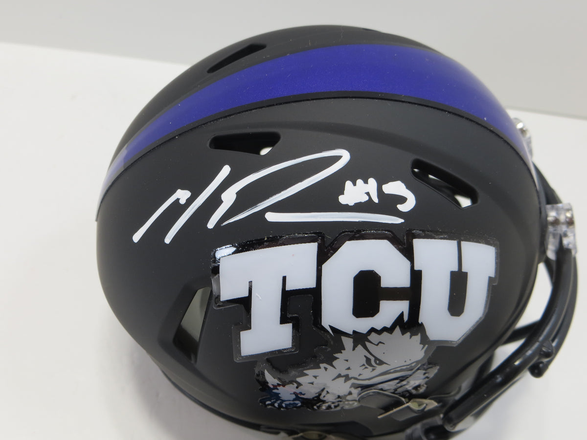 MAX DUGGAN TCU HORNED FROGS SIGNED Black MINI HELMET BAS