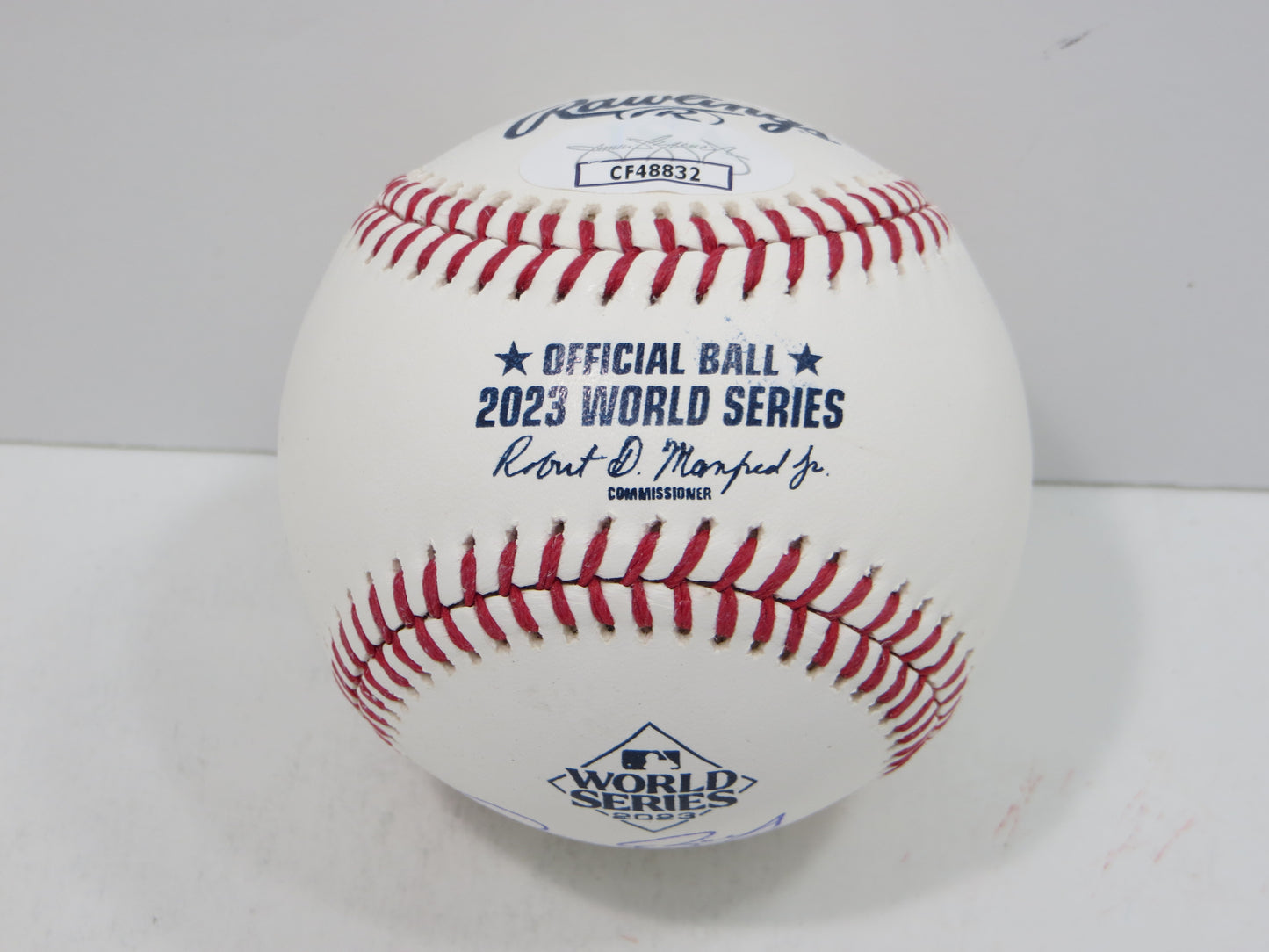 BRUCE BOCHY SIGNED Rawlings 2023 World Series BASEBALL w/INSC Texas Rangers JSA