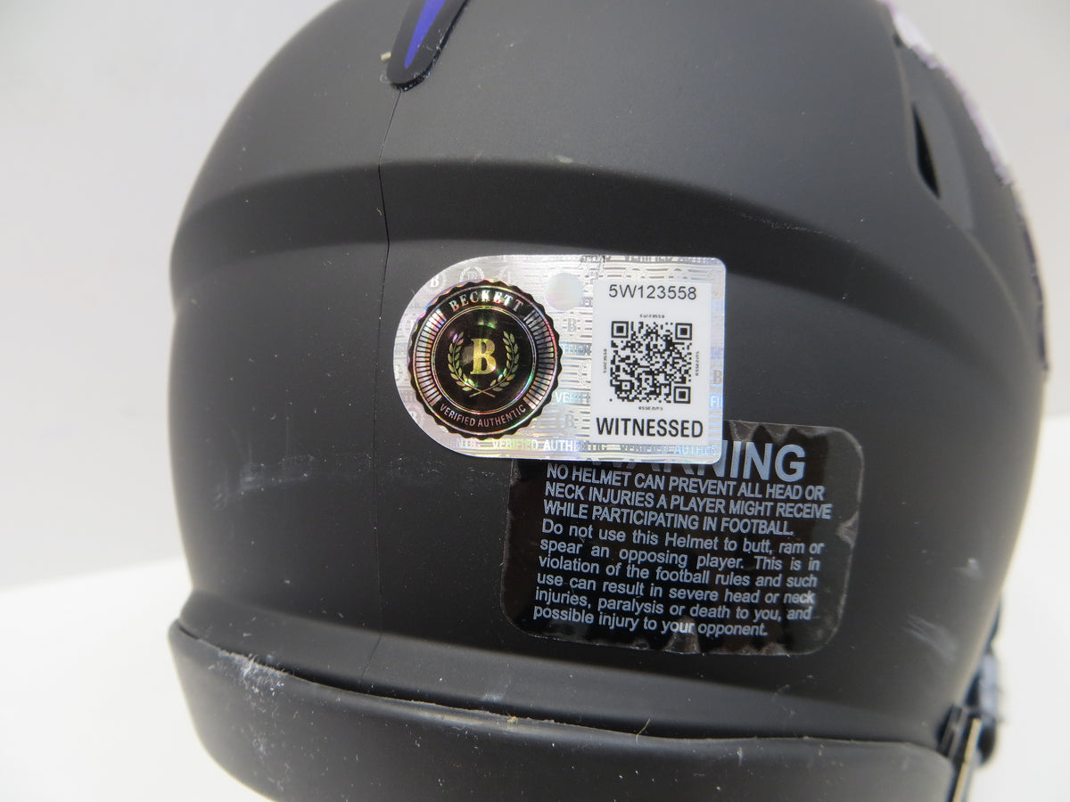MAX DUGGAN TCU HORNED FROGS SIGNED Black MINI HELMET BAS