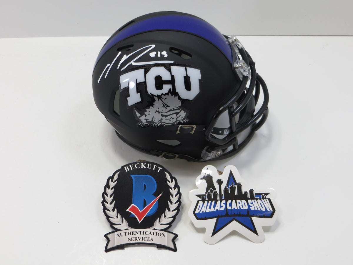 MAX DUGGAN TCU HORNED FROGS SIGNED Black MINI HELMET BAS
