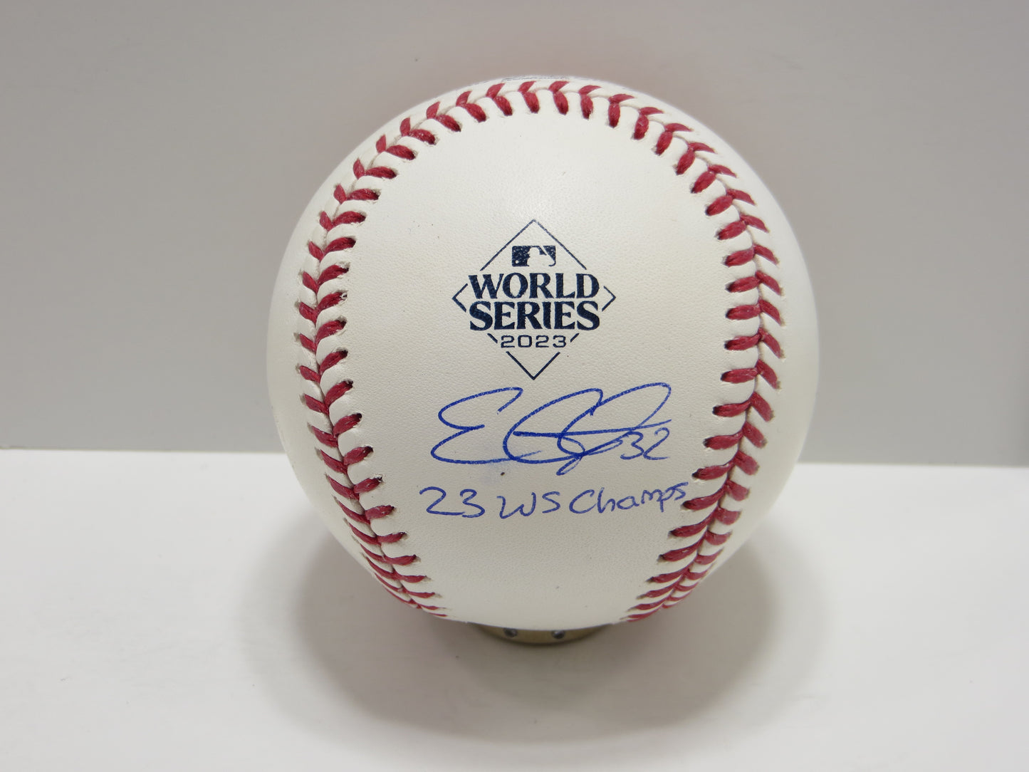 EVAN CARTER TEXAS RANGERS SIGNED 2023 World Series BASEBALL w/Champs BAS