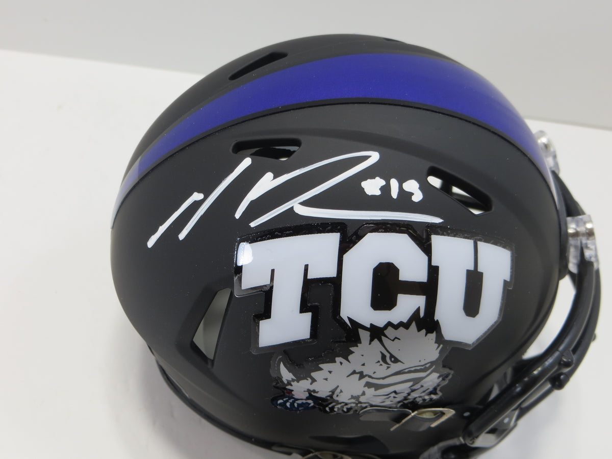 MAX DUGGAN TCU HORNED FROGS SIGNED Black MINI HELMET BAS