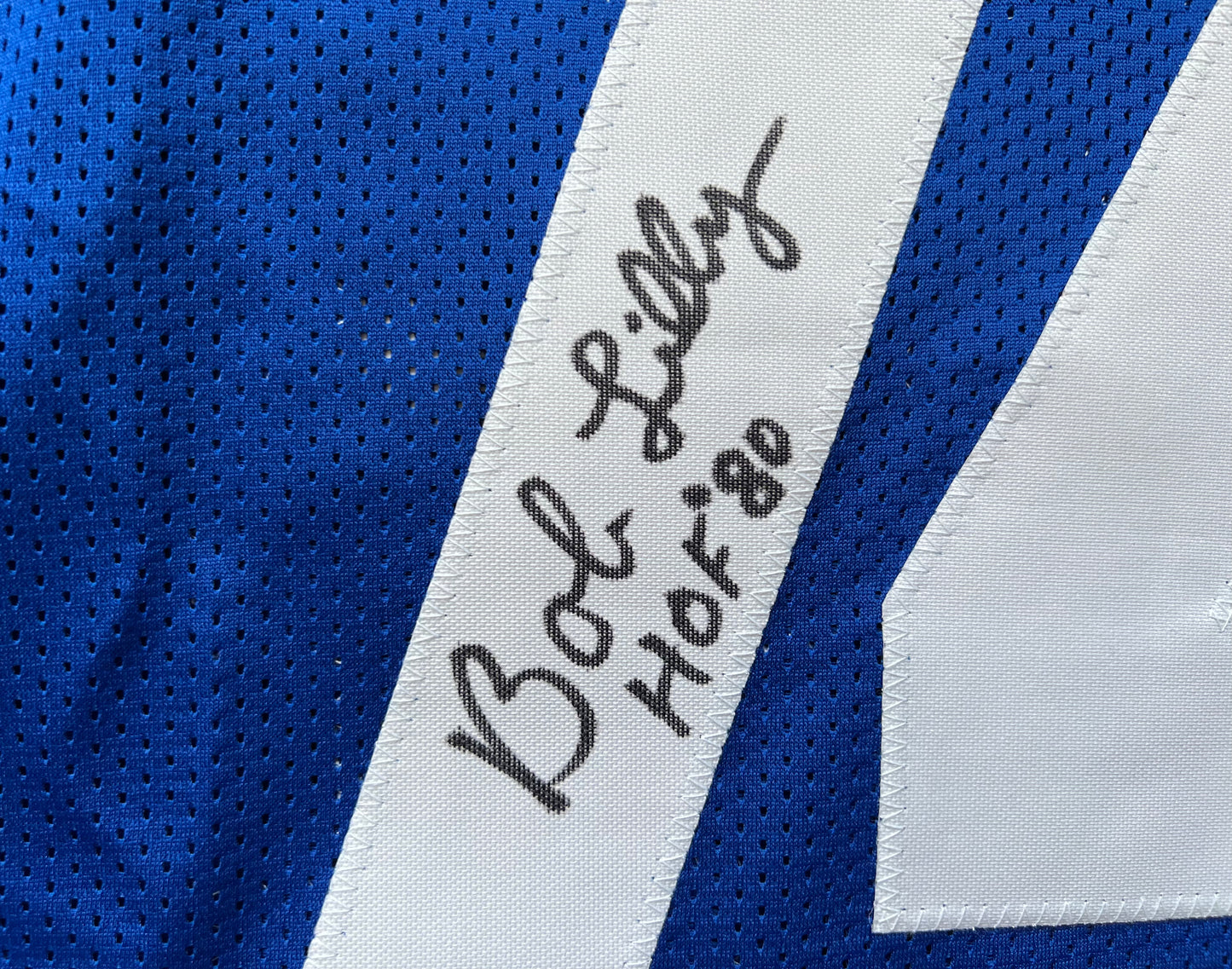 BOB LILLY SIGNED BLUE JERSEY Size L Dallas Cowboys w/HOF 80 BAS COA