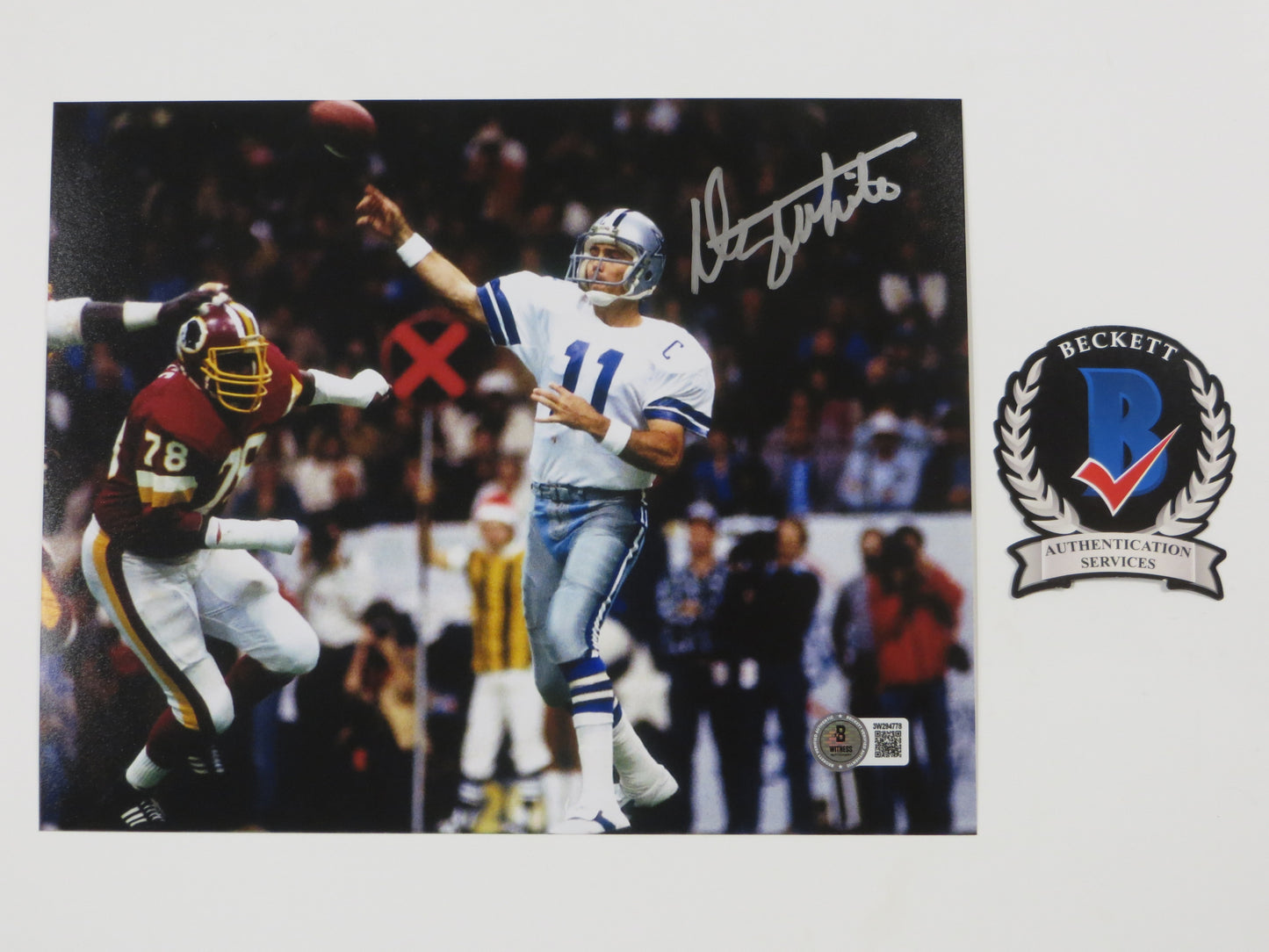 DANNY WHITE DALLAS COWBOYS SIGNED 8x10 PHOTO Texas Stadium ASU Sun Devils BAS