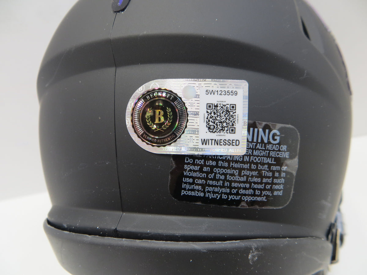 MAX DUGGAN TCU HORNED FROGS SIGNED Black MINI HELMET BAS