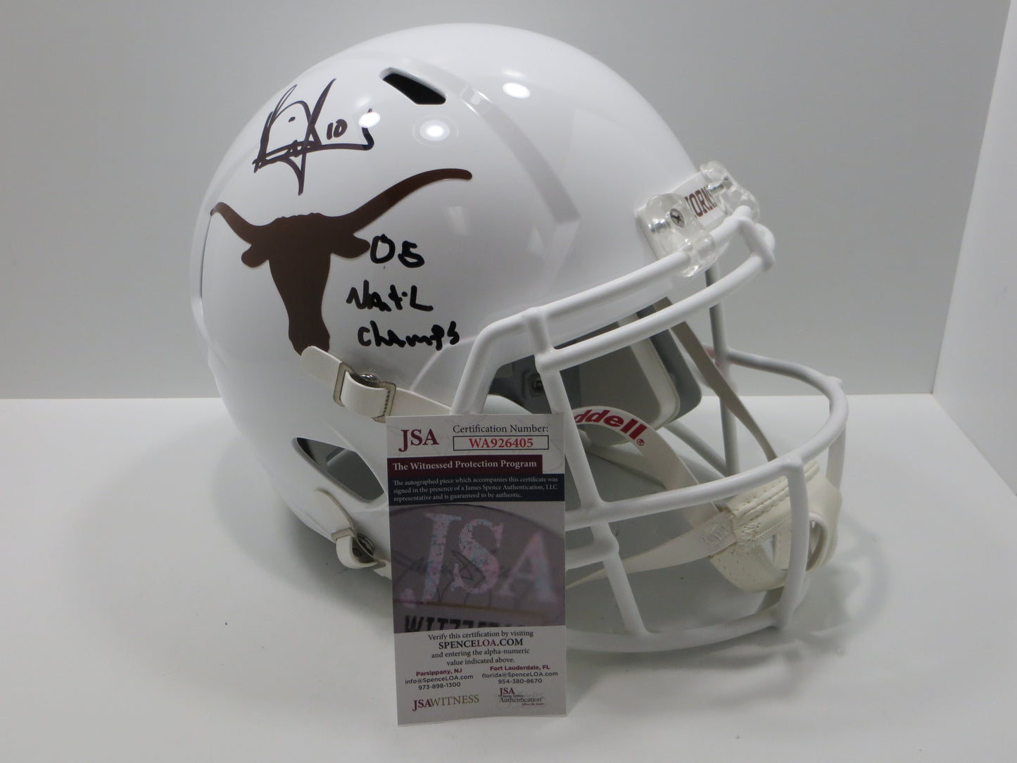 VINCE YOUNG TEXAS UT LONGHORNS SIGNED Full Size Helmet w/05 Natl Champs JSA