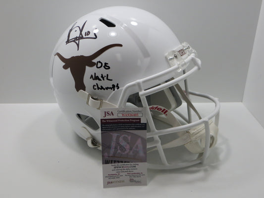 VINCE YOUNG TEXAS UT LONGHORNS SIGNED Full Size Helmet w/05 Natl Champs JSA