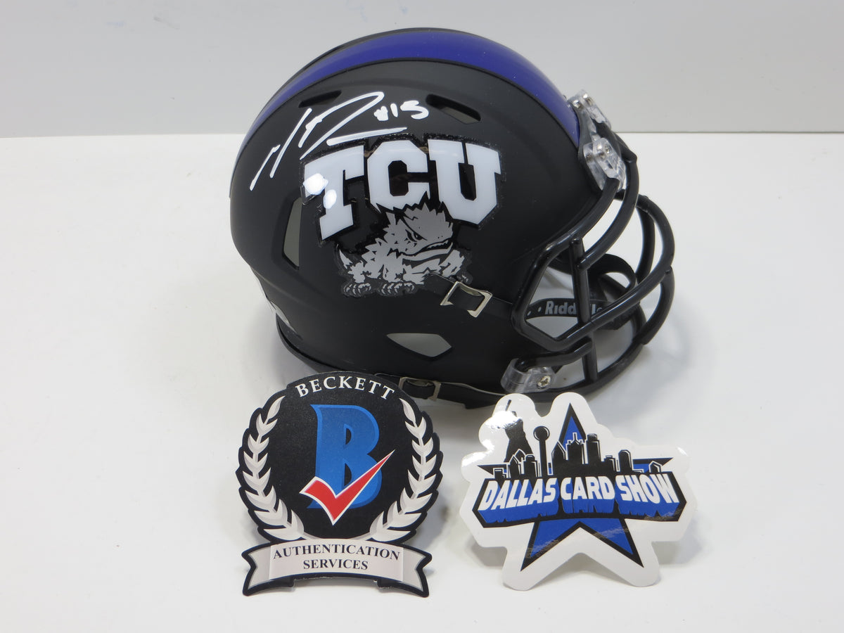 MAX DUGGAN TCU HORNED FROGS SIGNED Black MINI HELMET BAS